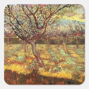 Sticker Carré Abricotiers en fleurs, Vincent van Gogh. Vinta
