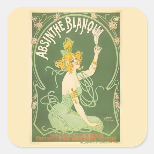Sticker Carré Absinthe Blanqui Nover Art (Devant)
