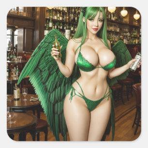 Sticker Carré Absinthe Green Fairy