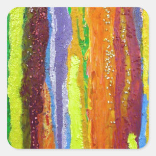 Sticker Carré Abstract art rainbow stripes paint drip