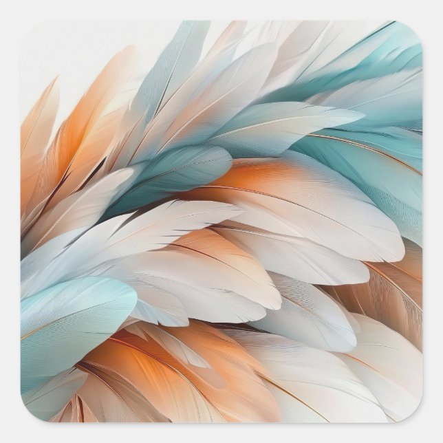 Sticker Carré Abstract Feather Flow – Soft Elegance (Devant)