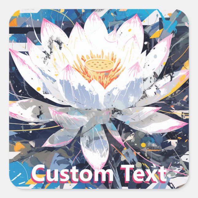Sticker Carré Abstract Lotus Flower Custom (Devant)
