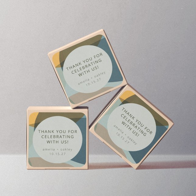 Sticker Carré Abstrait Art Sage Turquoise mariage personnalisé M (Créateur téléchargé)