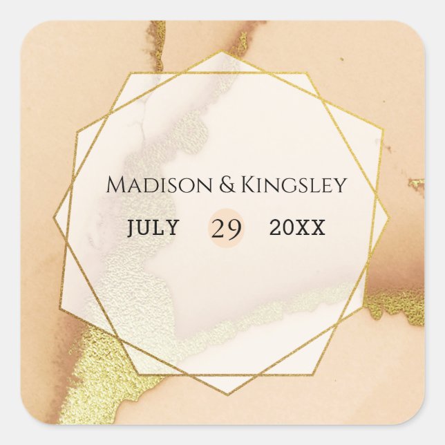 Sticker Carré Abstrait de corail moderne 💡 Mariage d'huile d'en (Devant)