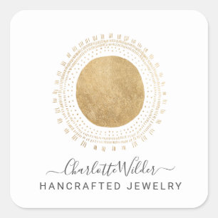 Sticker Carré Abstrait Gold Sun produit Faux Foil artisanal