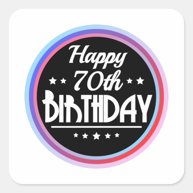 Sticker Carré Abstrait moderne Joyeux 70e anniversaire (Devant)
