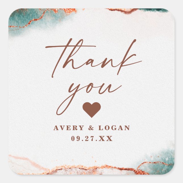 Sticker Carré Abstrait moderne Terra Cotta Mariage de automne Me (Devant)