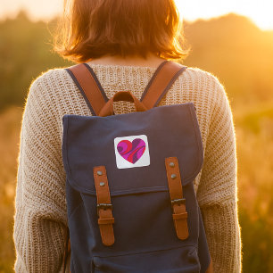 Sticker Carré Abstrait Motif de la rotation du coeur rouge et ro