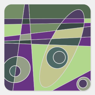 Sticker Carré Abstrait Surfing Green Purples
