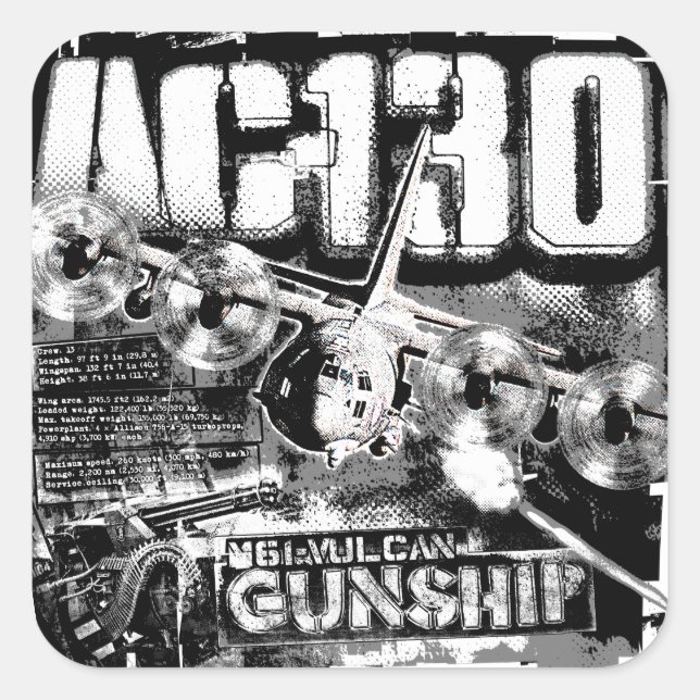 STICKER CARRÉ AC-130 (Devant)