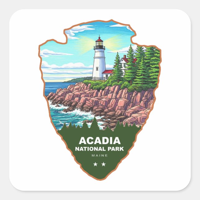 Sticker Carré Acadia National Park Maine Arrowhead (Devant)