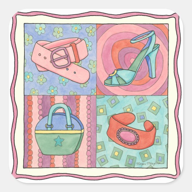 Sticker Carré Accessoires pour femmes par Chariklia Zarris (Devant)