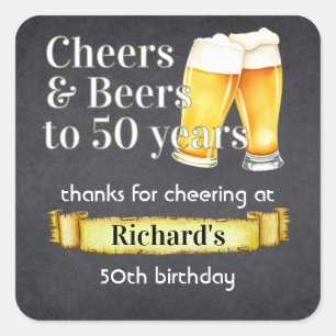 Sticker Carré Acclamations et Bières 50 Ans Simple Vintage Noir