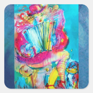 STICKER CARRÉ ACCORDION PLAYER DANS LA NUIT