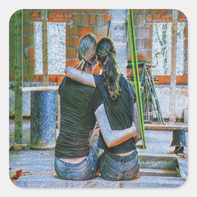 Sticker Carré Accrocher des amis (Devant)