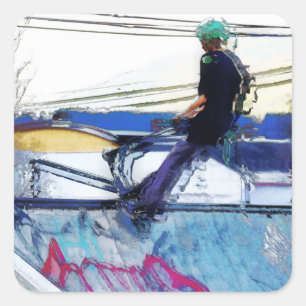 Sticker Carré Accrocher - Tourner l'artisanat du scooter