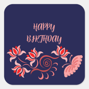 Sticker Carré Accueil d'anniversaire coloré pour maman, papa Sti