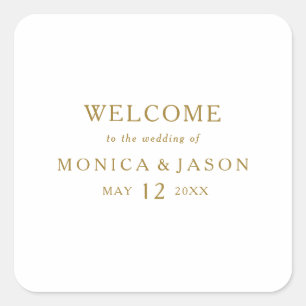 Sticker Carré Accueil de Mariage d'or minimaliste classique