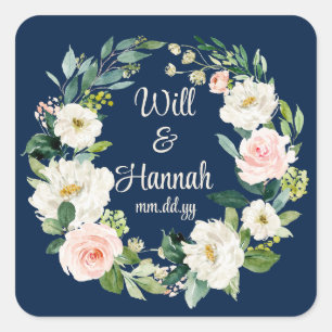 Sticker Carré Accueil Mariage de verdure personnalisée Favoriser