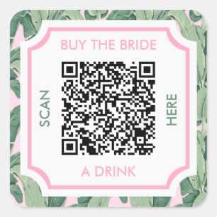 Sticker Carré Acheter L'Épouse A Boire Tropical Leaf Code QR Squ