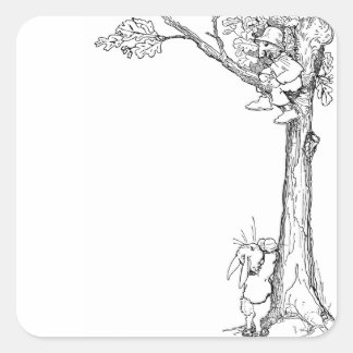 Sticker Carré Acornes de récolte de lapins et d'écureuils