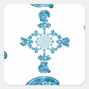 Sticker Carré Action Cyan Turquoise Graffiti Abstrait Imprimer