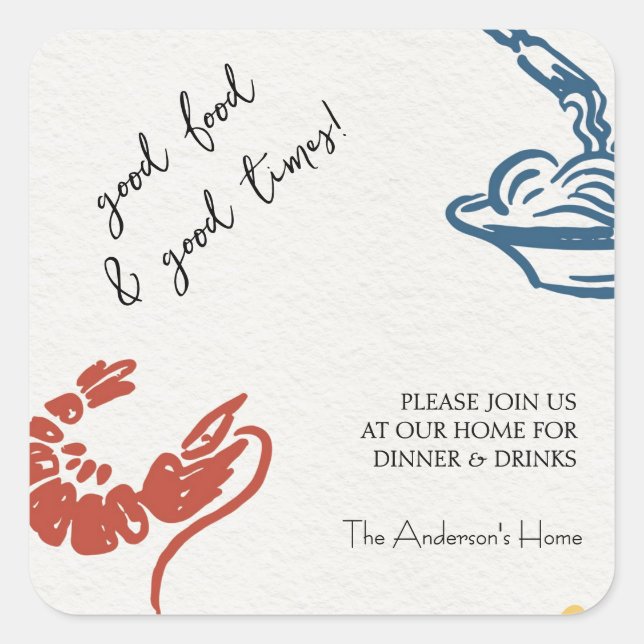 Sticker Carré Action de grâce de bonne nourriture et bons moment (Devant)