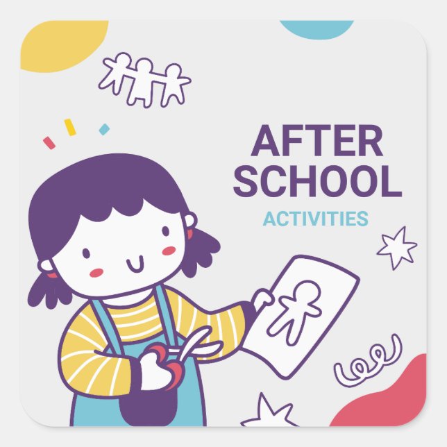 Sticker Carré Activités Après L'École Étiquettes, Retour À L'Éco (Devant)