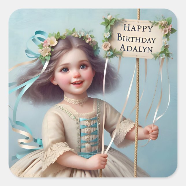 Sticker Carré ADALYN ~ JEUX ANNIVERSAIRE ~ Maypole ~ (Devant)