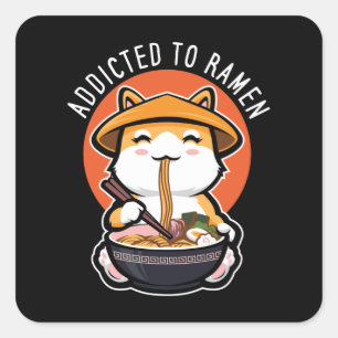 Sticker Carré Addicité à Ramen