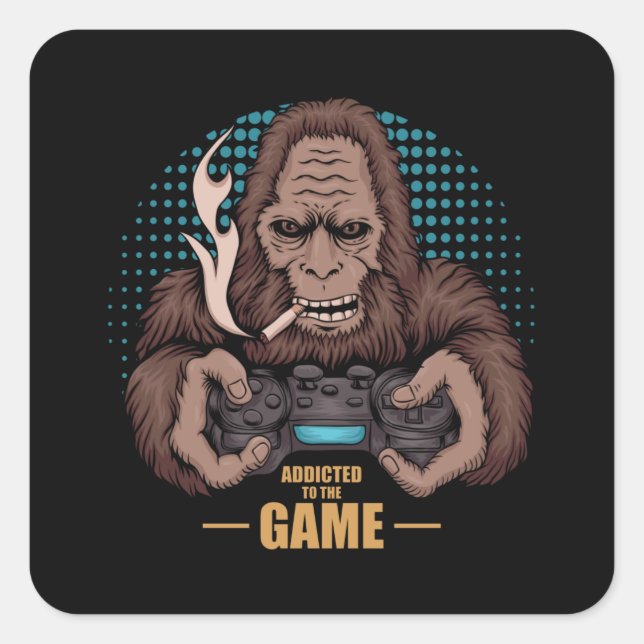 Sticker Carré Addicted au jeu Bigfoot Gamer (Devant)