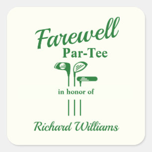 Sticker Carré Adieu Retraite Golf Clubs Theme Par Tee