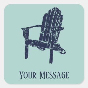 Sticker Carré Adirondack Chair Navy et Aqua Blue Personnalisé