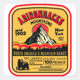 Sticker Carré Adirondack Mountains (ADK) Aged Look