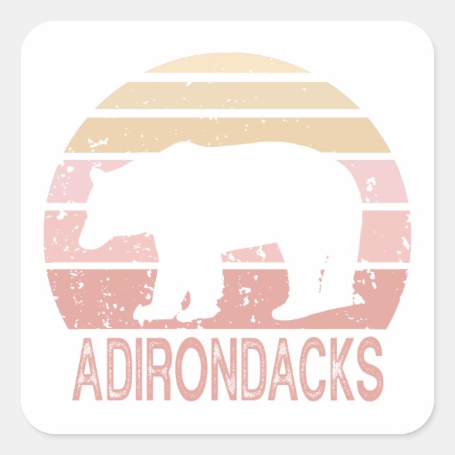 Sticker Carré Adirondacks Retro Bear (Devant)