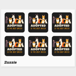 Sticker Carré Adopté est la meilleure race : Secourt de chien re
