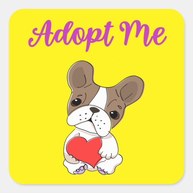 Sticker Carré Adopte Moi (Devant)