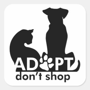 Sticker Carré Adoptez Ne pas acheter de chat de chien
