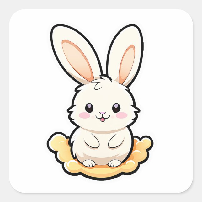 Sticker Carré adorable animal lapin (Devant)
