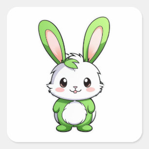 Sticker Carré adorable animal lapin