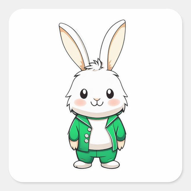 Sticker Carré adorable animal lapin (Devant)