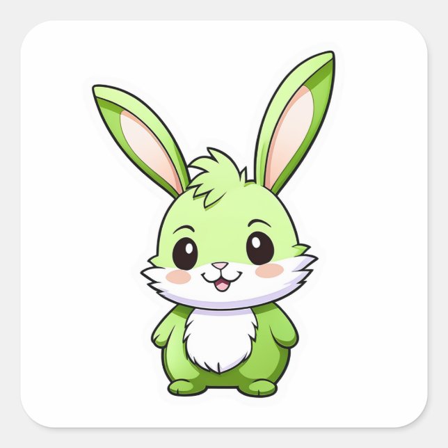 Sticker Carré adorable animal lapin (Devant)