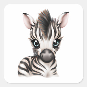 Sticker Carré adorable bébé Zebra
