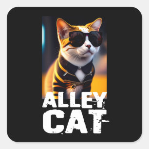 Sticker Carré Adorable Cute Cat en Tiger Tracksuit