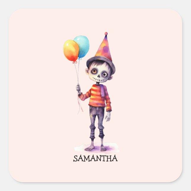 Sticker Carré Adorable Kid Zombie - Jolie Halloween (4) (Devant)