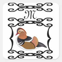 Adorable Mandarin Canard Monogramme de dessin