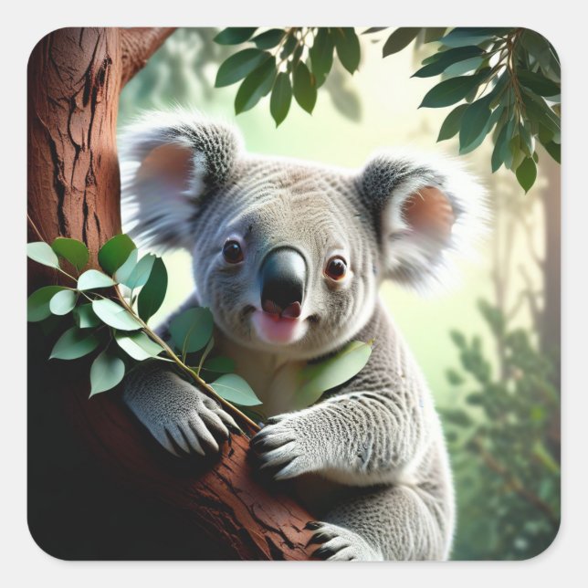 Sticker Carré Adorable Ours Koala (Devant)