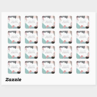 Sticker Carré Adresse de retour Collage Art Abstrait Customisée