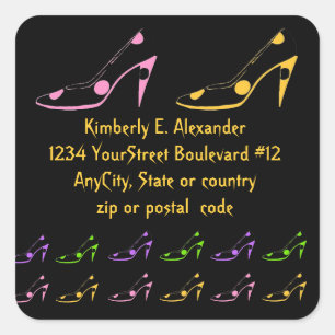 Sticker Carré Adresse de retour de talon haut point Polka