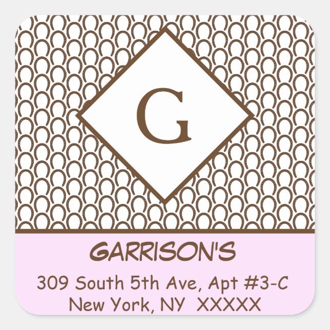 Sticker Carré Adresse de retour du Carré de fer à cheval Label S (Devant)